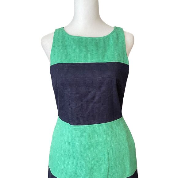 Banana Republic 2 Sheath Dress Sleeveless Colorblock Blue Green Career - Picture 6 of 12